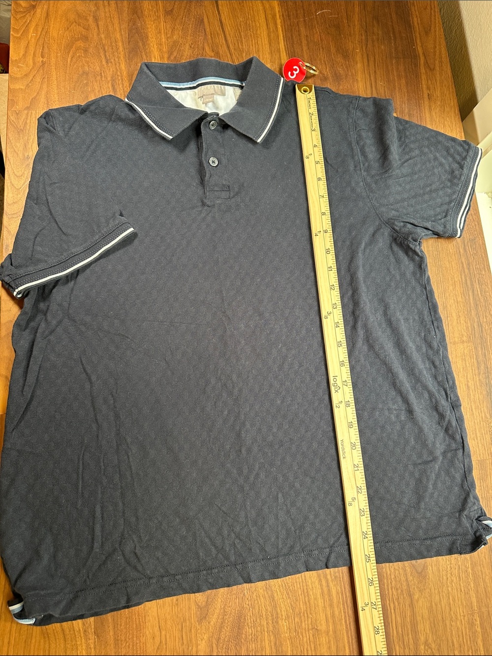 Ted Baker Men’s Navy Textured Polo Shirt Contrast Trim Size Large